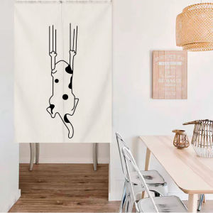 Nordic Style Modern Minimalist Cat Door Curtain Ins Partition Curtain Bedroom Half Curtain Cloth Art Pole Insertion Cotton Linen