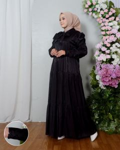 gamis ainun terbaru bahan shimmer armany silk dengan daleman higet super mewah baju pesta sosialita masa kini