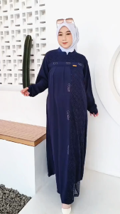 Raisha Gamis Wanita Crinkle Mix Brukat Terbaru