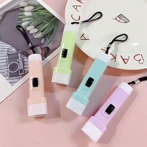 Ready stock Camping Portable Plastic Flashlights / Mini LED Flashlight with Keyring / Macaroon Color Small Flashlight for Kids Birth