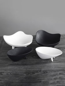 Black and White Ceramic Elevated Fruit Tray Ornament