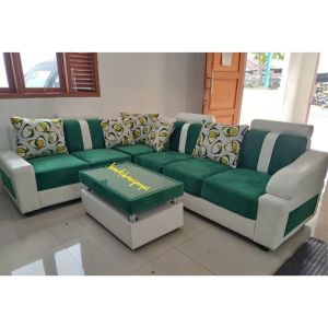 sofa L lotus + bantal + meja dengan bahan kombinasi free ongkir bandung