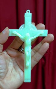 Apple Green Crucifix Religious Church Craft Sacramental Signs. 3.10X5.75 inches.