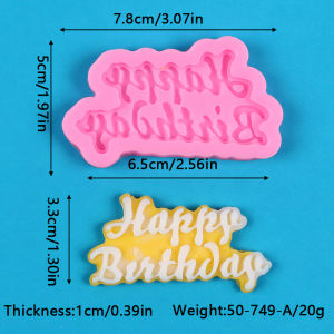 Happy Birthday Silicone Mold Birthday Alphabet Letter Cake Decoration Fondant Chocolate Candy Cupcake Topper for Birthday Party