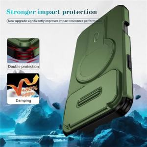 szhaiyu | For iPhone 18 Pro Max 18Pro Armor Magnetic Wireless Charge Case For Magsafe With Lens Protection With Bracket Shockproof Cover