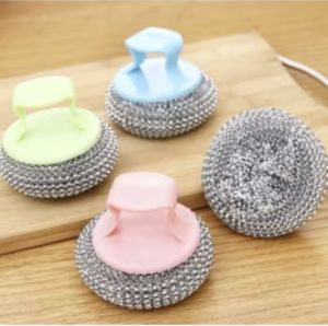 Spon Kawat Cuci Piring Stainless Steel Panci Sabut Spons Sponge Dapur / Sabut Kawat Dengan Gagang