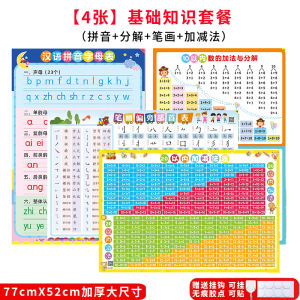 Chinese Pinyin Alphabet Wall Stickers Learning Chart Educational Toy for Children Phonics Training Visual Aids Cognitive Cards