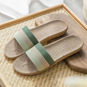 Linen Slippers for Women Summer For Home Interior Home Office Floor Non-Slip Sole Couple Bedroom Slippers for Men and Women