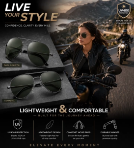Design 7: Aviator Sunglasses – UV400 Classic Luxury Metal Frame Pilot Shades for Men & Women