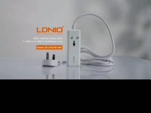 LDNIO 65W MAX USB Wall Charger with Universal Outlet Power Strip Extension Socket with USB C 2500W Travel Adapter Fast Charger PD & QC 3.0 Singapore UK Plug 2 Meter Cable