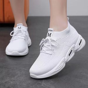 Best Sellers Women Korean Fashion Jogging Shoes: White Running Sneakers & Lightweight Breathable Mesh