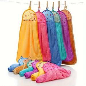 6-Pack High-Absorbent Colorful Dish Towels Multipurpose Household Cleaning Cloths Durable Pads for Kitchen And Home