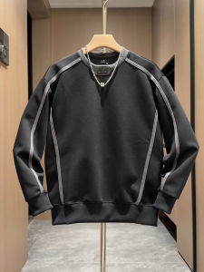 Mens round Neck Sweatshirt Embroidered Letter Patchwork Casual Comfortable Long Sleeve T-Shirt Pure Color Spring Autumn Winter New Arrival