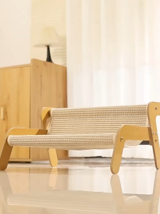 Cat Summer Sleeping Mat Scratcher Cat Lounger Wooden Lounge Chair Pet-Friendly Multi-Functional Scratch Sofa Bed