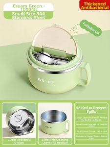 XIAOCHUSHU | Stainless Steel Noodle Rice Bowl with Lid for Personal Use