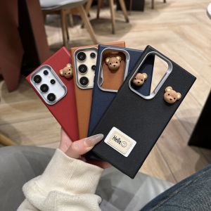 MrHaHa Leather Case For Huawei Honor 50 90 200pro 4G 5G X9 X7A X5B X7C X9C X7 X8 X6A X8A X9A X5 X8 X9B X7B X8B X6B 3D DIY Cartoon Cute Bear Colorful Simple Retro Style Leather Case Shockproof Phone Cases