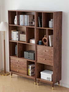 GOOFANSER | Modern Storage Bookshelf Black Walnut Wood