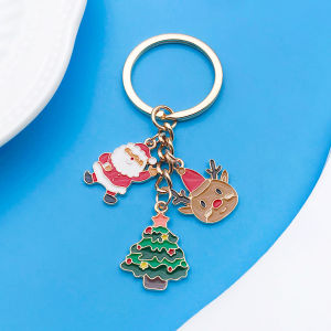 1PC Drip Oil Zinc Alloy Santa Claus Elk Christmas Tree Series Leisure Keychain Christmas Fashion Accessory Best Holiday Gift
