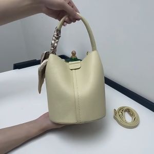 Deere Jack New Women S Bag Pleated Handbag Fashion Bucket Bag Leisure Crossbody Bag Lychee Soft Leather Bag