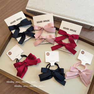 Elegant Satin Hair Clips for Girls Butterfly Knot Duckbill Clip Double Tail Hair Ties Head Ropes Fashionable Ribbon Hair Accessories