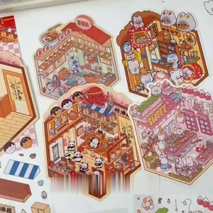 ONE-M387 Sticker DIY 3D Scene Rumah Motif Lucu Mainan Anak Korean Dekorasi Ruangan / Mainan Kreatif