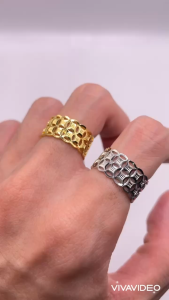 Nhẫn kim tiền titan đính đá bền màu Nhẫn nữ đẹp kiểu dáng kim tiền chất liệu bằng titan mã 53 trangsucmoiluatuoi.RIN