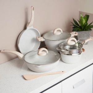 BOREINE 8pcs Non Stick Granite Cookware Set Kuali Periuk Batu Granite Original Combo Set Frypan Pot