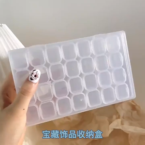 【i.Rumah】 28 Grid Portable transparent jewelry box ins wind earrings necklace earrings disc net red storage box small exquisite an