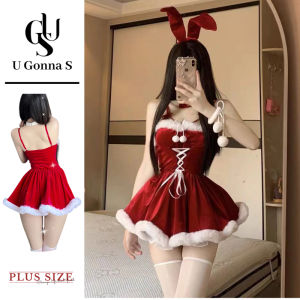 U Gonna S ชุดนอนคริสต์มาสชุดชั้นในดันแขนกุดสีแดงสำหรับเสื้อผ้ากุลสตรีชุดนอนแฟชั่น2025ดีไซน์ใหม่ยืดหยุ่นของขวัญคริสต์มาสสำหรับงานเลี้ยง