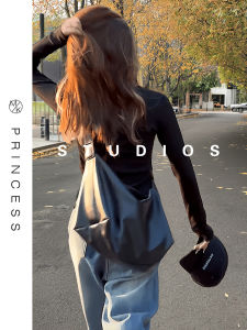 Large Capacity Soft Leather Tote Bag Womens 2025 New Style Black Commuter Dumpling Bag High-End Feelings Crossbody Bag