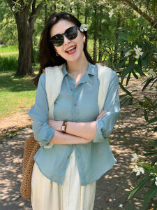 YUFUQING | Korean Chic Long Sleeve Polo Neck Sun Protection Shirt Womens Summer New Loose Personality Top Thin Polyester Fiber Breathable