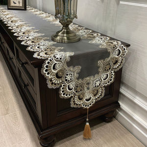 American Vintage Style Lace Tablecloth for TV Stand Tea Coffee Table Long