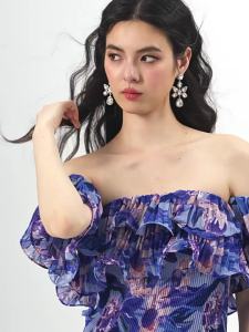 Off-shoulder Ruffle Strapless Long Dress Summer