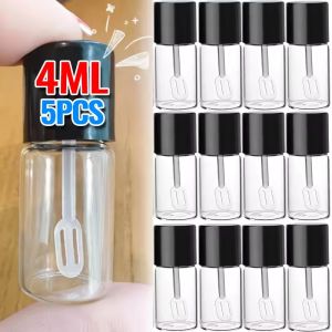 5PCS 4ML Empty Glass Bottle with Mini Digging Spoon Refillable Jars for Cosmetics Liquid Foundation Travel Portable Makeup Container