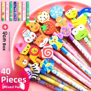 SHUBO | Cartoon Animal Design HB Pencils with Erasers for Children