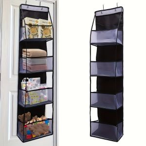 1pc 4/6-Tier Hanging Storage Bag Foldable Organizer Over-The-Door Holder For Hair Accessories Snacks Toys Clothes Storage Holder