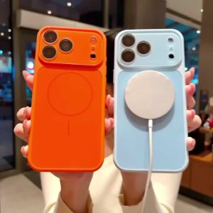 Ốp Bảo Vệ Ống Kính Bằng Kính Mờ Cho iPhone Pro Max Magsafe Sạc Không Dây Vỏ Mềm Chống Sốc Chống Trầy Xước Bảo Vệ Chống Trượt