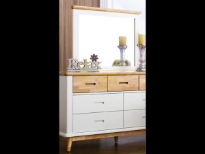 [Freeship][Trả góp 0%] Tủ ngăn kéo 3+4 IBIE Vivid gỗ cao su màu trắng phối tự nhiên đựng quần áo đồ dùng