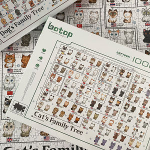 Botop Cat And Dog Family 1000 Piece Adult High Difficulty Puzzle Healing Animal Educational Toys Cartoon Puzzle for All Ages