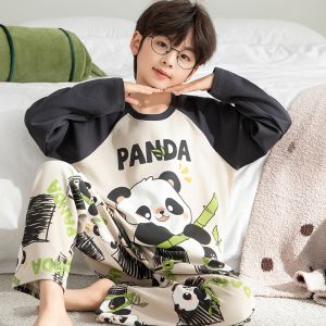 Childrens Pure Cotton Long Sleeve Sleepwear Boys Home Clothes Spring Autumn Season Comfortable Soft round Neck Pullover
