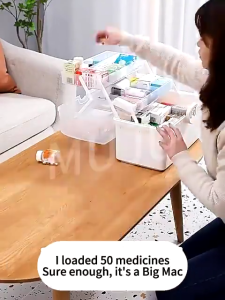 WakayaHome | 3/2 Layer Portable Pill Case First Aid Kit Storage Box Plastic Multi-Functional Family Emergency Kit Box