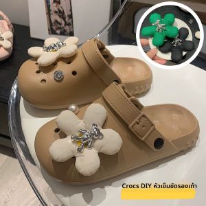 หัวเข็มขัดลายหมีขนาดเล็กแบบถอดได้พร้อมดอกไม้ หัวเข็มขัดแบบ DIY สำหรับนักเรียน หัวเข็มขัดแบบรูขนาดเล็ก หัวเข็มขัดลายดอกไม้