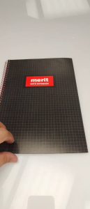 Merit Blackbuster B5 Math Notebook ( 7 X 10 IN) 50 lvs Bookpaper 70gsm. Grid pattern spiral binding black cover red label.