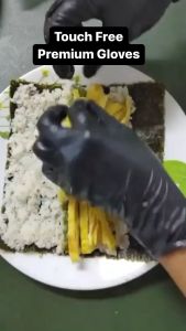 Food Safe Touch Free Premium Nitrile Chef/Baker Gloves for Cooking Kitchen Use Thick 5g/pc 10 pcs ziplock pack Durable Black Food Contact Safe FDA Approved Disposable Multipurpose Waterproof Powder-free Latex-free