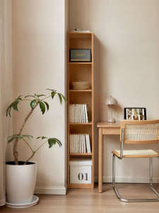 WEISHA | Natural Wood Open Shelf Display Cabinet