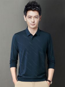 ROMON | Mens Long Sleeve Polo Shirt for Middle-aged and Elderly Dads