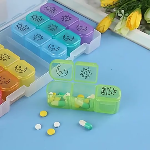 Weekly Organizer Dust- Large Compartments Travel 3 Times A Day Reminders Box Dispenser for Oil Tablet