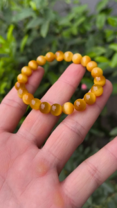 Vòng tay đá tự nhiên đá phong thuỷ thạch anh mắt hổ vàng tâm Type A cỡ 8li 22 hạt