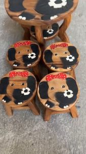 โต๊ะเด็ก ชุด โต๊ะไม้กลม ลายช้าง สีน้ำตาล โบว์แดง โต๊ะกลม1ตัว และ เก้าอี้ 4 ตัว โต๊ะเรียน โต๊ะเขียนหนังสือ โต๊ะญี่ปุ่น โต๊ะอเนกประสงค์ โต๊ะทำการบ้าน โต๊ะเด็กอนุบาล