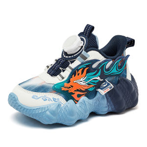 Boys Sports Shoes 6 Years Old Kids New Fashion Style Cool Fabric Knob Non-Slip 27-38 Durable Flexible Trendy Girls Sneakers Rotating Buckle Running Comfy Kindergarten Primary School Students Handsome Preschoolers Infants Lively Children Walking Footwear
